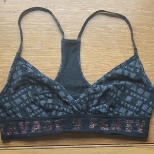 Savage X Fenty Black Racerback Bra with Geometric Design